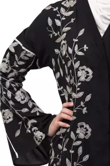 Nazneen full Zari embroidered front open part Abaya