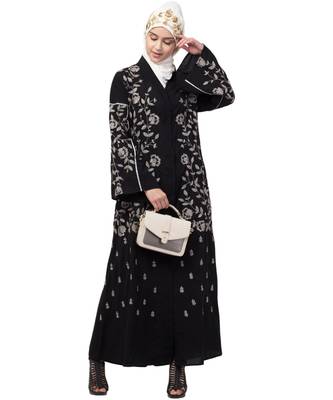 Nazneen full Zari embroidered front open part Abaya 6