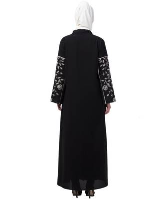 Nazneen full Zari embroidered front open part Abaya 7