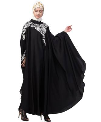 Nazneen Front to back & & and hand opening Resham Embroidery Irani Kaftan 4