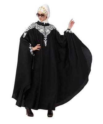 Nazneen Front to back & & and hand opening Resham Embroidery Irani Kaftan 6