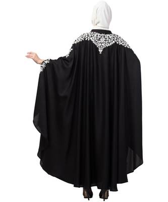 Nazneen Front to back & & and hand opening Resham Embroidery Irani Kaftan 7