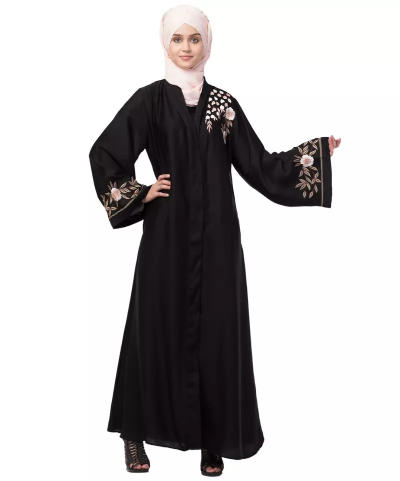Nazneen resham embroidery front open Abaya