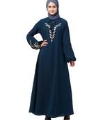 Nazneen Front and Sleeve Resham Embroidery Balloon Sleeve Abaya