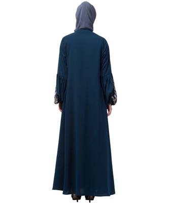 Nazneen Front and Sleeve Resham Embroidery Balloon Sleeve Abaya 7