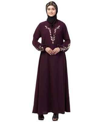 Nazneen Front and Sleeve Resham Embroidery Balloon Sleeve Abaya 2