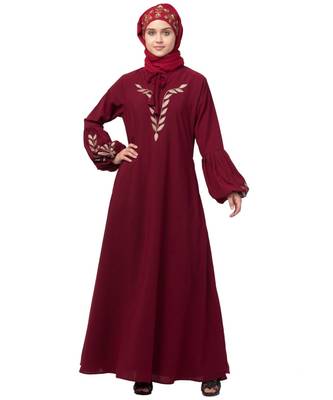 Nazneen Front and Sleeve Resham Embroidery Balloon Sleeve Abaya 2