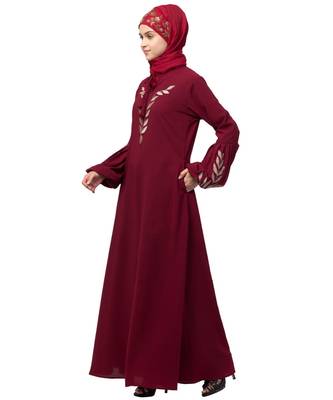 Nazneen Front and Sleeve Resham Embroidery Balloon Sleeve Abaya 3