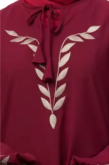 Nazneen Front and Sleeve Resham Embroidery Balloon Sleeve Abaya