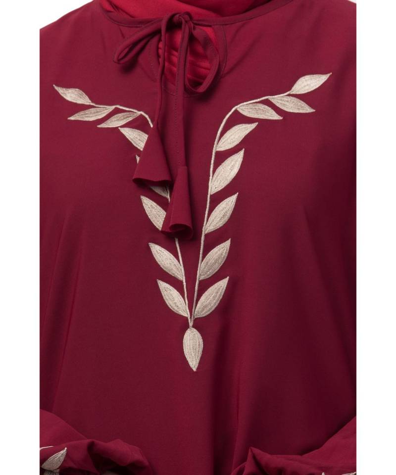 Nazneen Front and Sleeve Resham Embroidery Balloon Sleeve Abaya