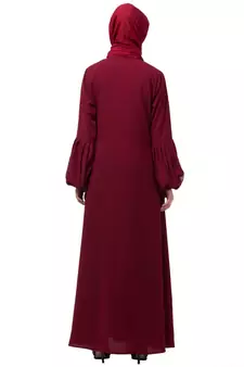 Nazneen Front and Sleeve Resham Embroidery Balloon Sleeve Abaya