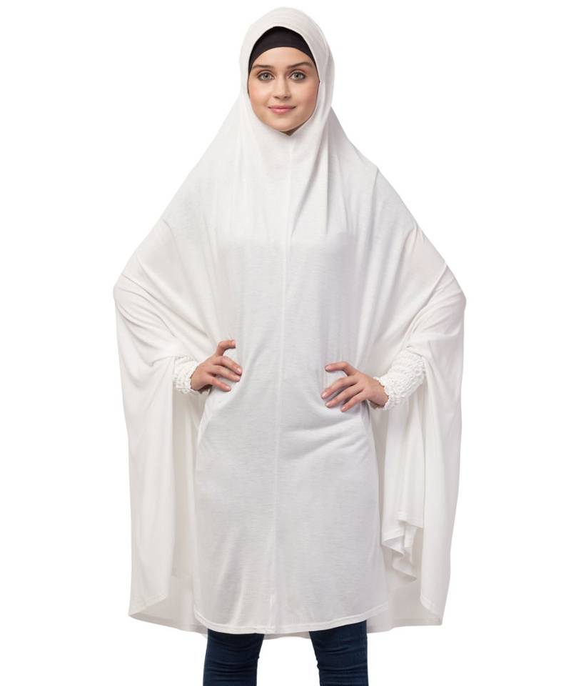 Nazneen stretchable smoking at wrist knee length Jilbab cum prayer khimar  Hijab