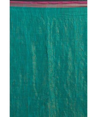 Teal soft cotton handwoven cotton saree 3