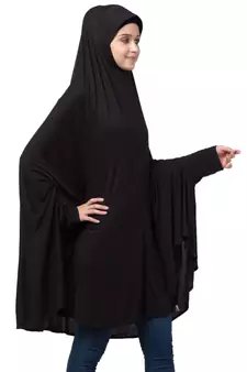 Nazneen stretchable with sleeve, knee length Jilbab cum prayer khimar  Hijab