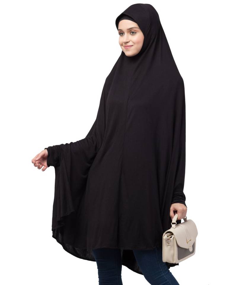 Nazneen stretchable with sleeve, knee length Jilbab cum prayer khimar  Hijab