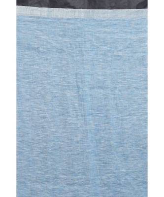 Skyblue Linen Saree With Silver Zori Pallu And Border 3