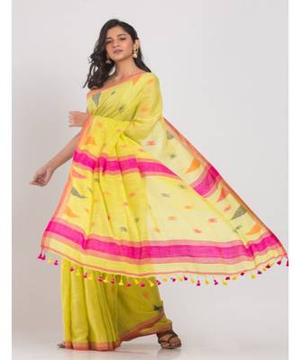 Yellow Soft Cotton Handwoven Cotton Saree 2