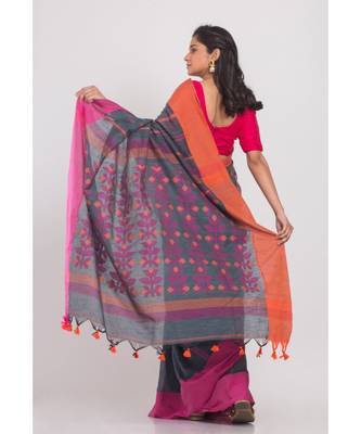 Grey Handloom Cotton Saree 3