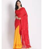 Red Yellow Jecquard Jamdani Saree Without Blouse