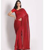 Red Khadi Cotton Handloom Saree