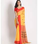 Dark Yellow Cotton Handloom saree