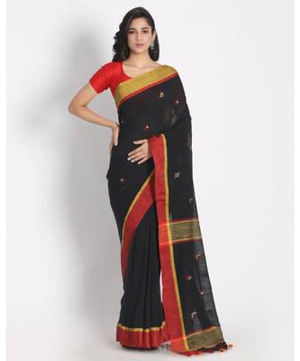 Black Cotton Handloom Saree 1