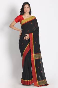 Black Cotton Handloom Saree