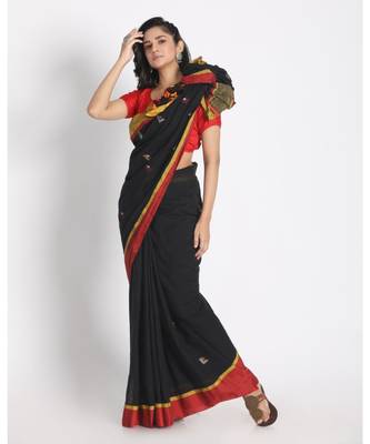 Black Cotton Handloom Saree 2