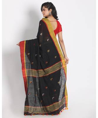 Black Cotton Handloom Saree 3