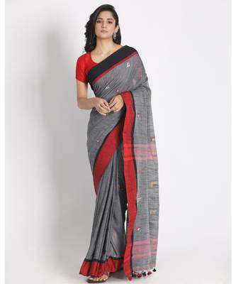 Grey Cotton Handloom Saree 1