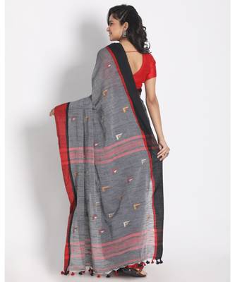Grey Cotton Handloom Saree 3