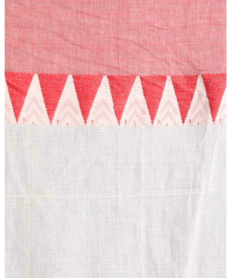 Temple Design Khadi Cotton Handloom Saree Geometric Hand weaving Pallu