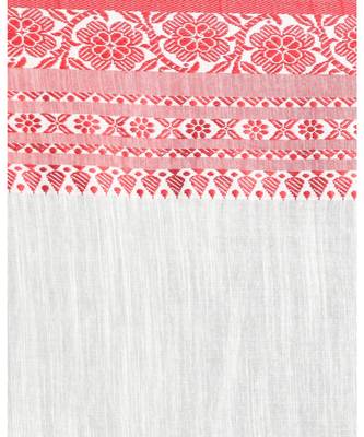Red Border White Begampuri Organic Khadi Cotton Saree 4