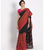 Black Begampuri Organic Khadi Cotton Saree