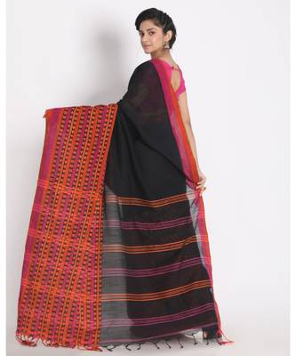 Black Begampuri Organic Khadi Cotton Saree 3