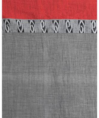 Red Border Grey Begampuri Organic Khadi Cotton Saree 4