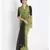 Light Lime  Khadi Handloom Saree With Black Pompom Pallu