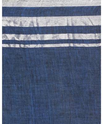 Silver Jori Border Blue Linen Saree Silver Jori Pallu 4