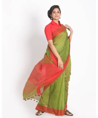 All Over Kantha Work Ocado Handloom Blended Cotton Saree 2
