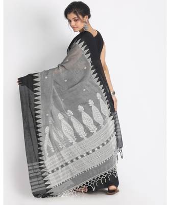 Temple Design Cotton Handloom Saree Geometric Handmade Pallu 2