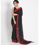 Red Jecquard Work Border black Cotton Saree