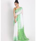 White Jecquard Jamdani Saree Without Blouse