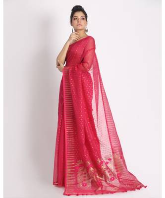 Pink Jecquard Jamdani Saree 2