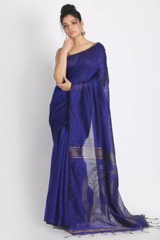 Blue Sequence Handloom Blended Cotton Saree