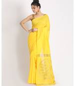 Dark Yellow Sequence Handloom Blended Cotton Saree