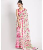 Beige Jecquard Jamdani Saree Without Blouse