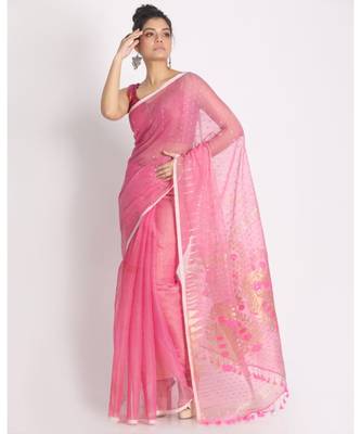 Light Pink Jecquard Jamdani Saree 1