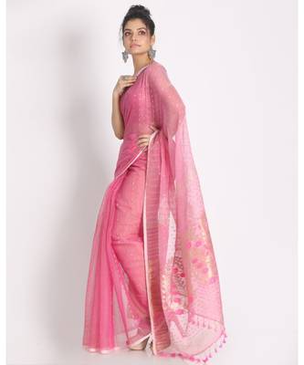Light Pink Jecquard Jamdani Saree 2