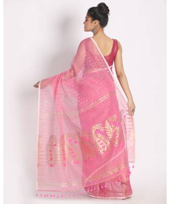 Light Pink Jecquard Jamdani Saree 3