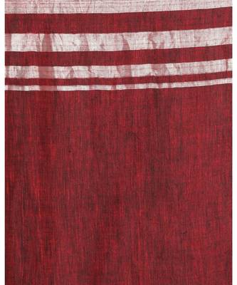 Silver Jori Border Maroon Linen Saree Silver Jori Pallu 4
